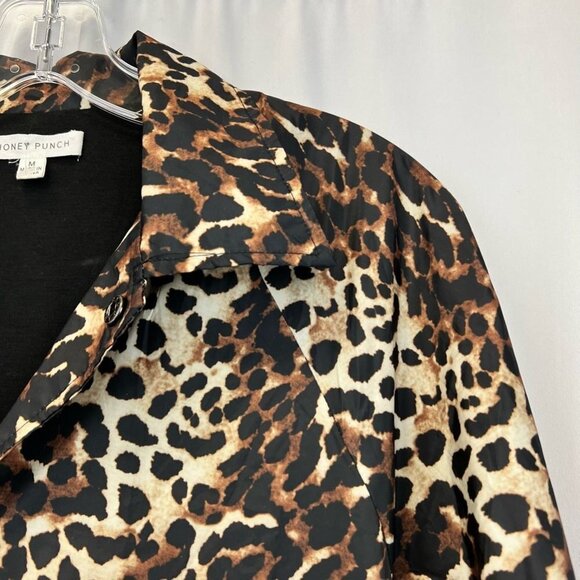 Honey Punch Womens Jacket Coat Multicolor Animal Print Leopard Buttons Pockets M - Picture 4 of 10